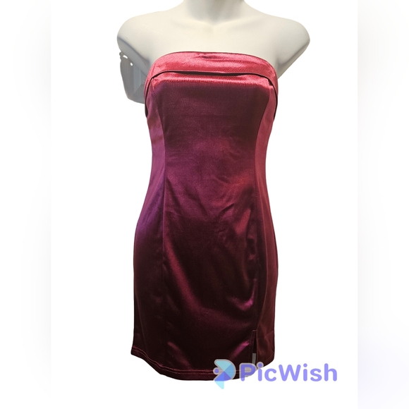 NWT Womens Satin Strapless Party Mini Dresses. Pink. Size small - Picture 4 of 5